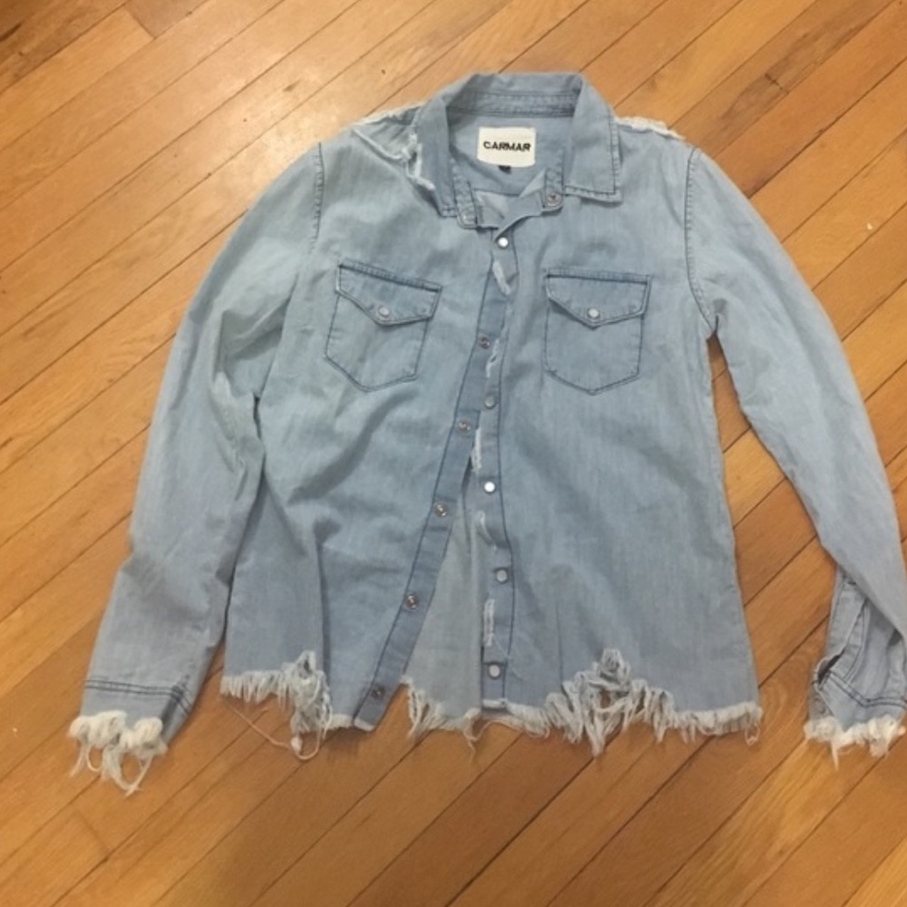 LF Carmar Denim distressed button up